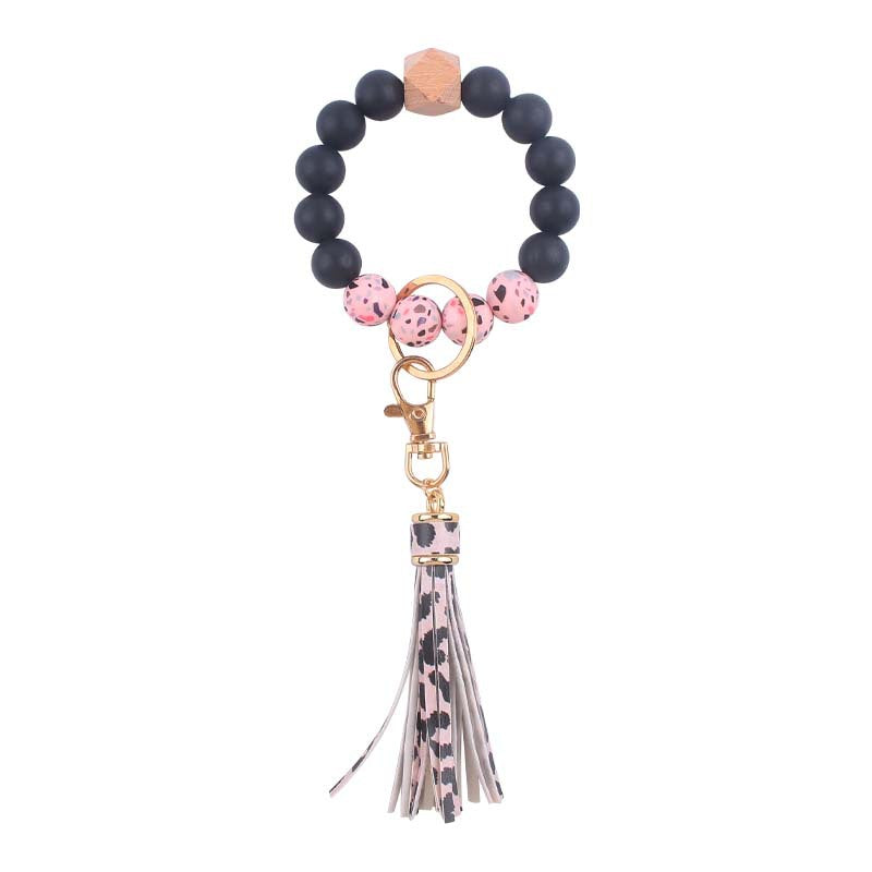 Wholesale Leather PU Tassel Silicone Wrist Keychain
